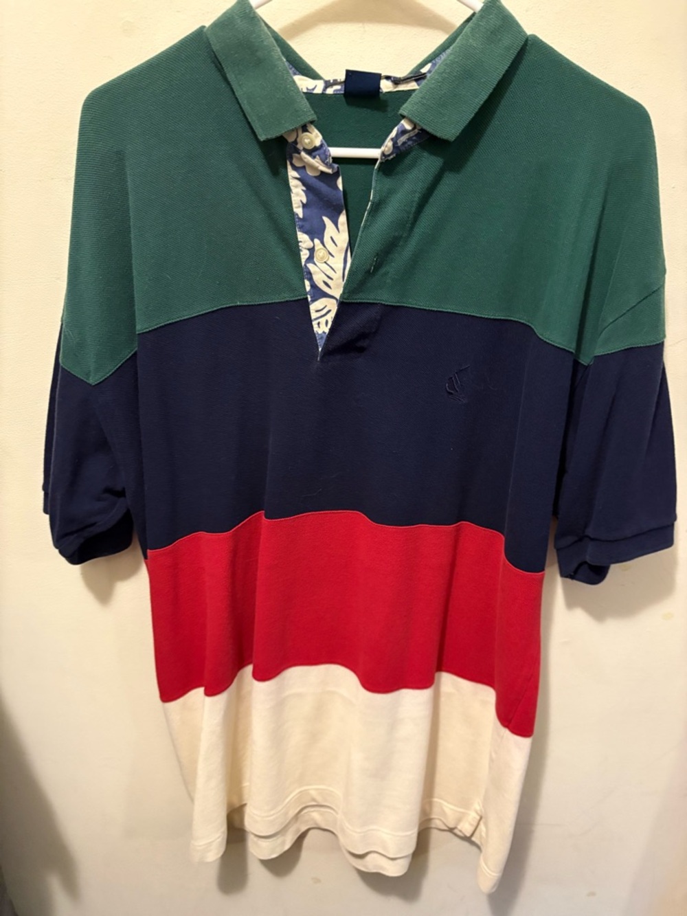 Vintage Nautical XL long Styke 90s polo color block